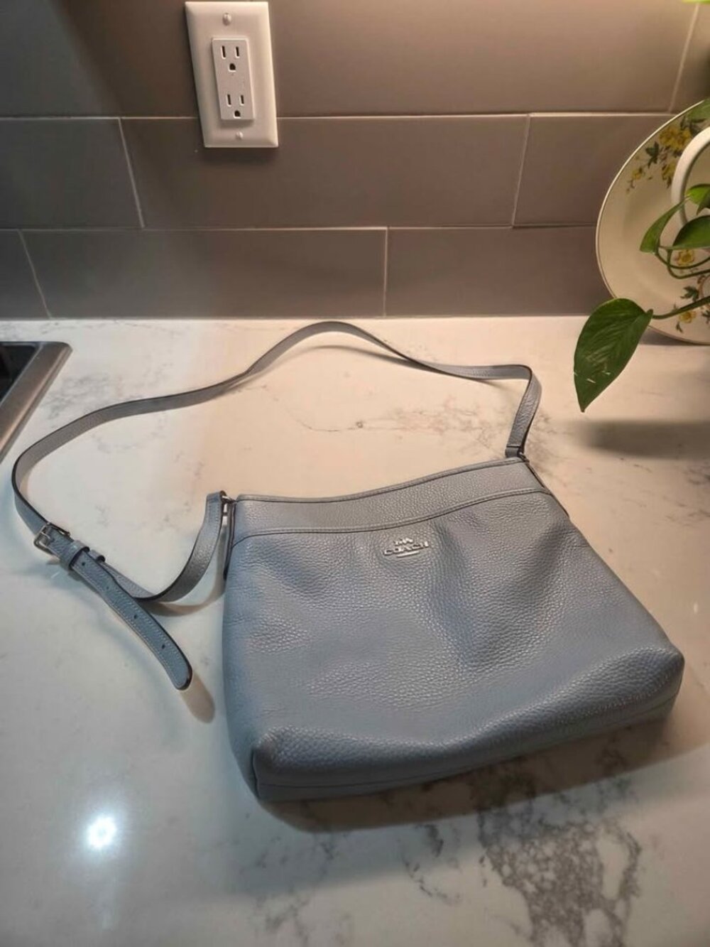 Coach baby blue leather crossbody bag